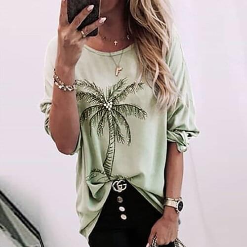 Hot Spot European and American Womens Summer Loose Round Neck Printed T-shirt Om9308 Shirts for Women