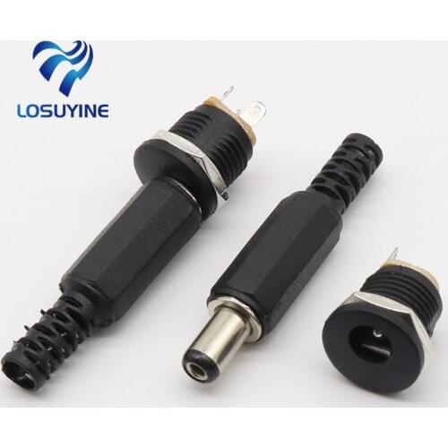 5.5X2.1mm DC Power Female Plug Jack + Male Plug Jack Socket Adapter Connector