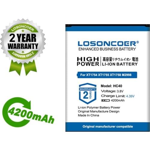LOSONCOER Battery 4200mAh HC40 Battery For Motorola Moto C XT1754 XT1755 XT1758 M2998 Mobile Phone