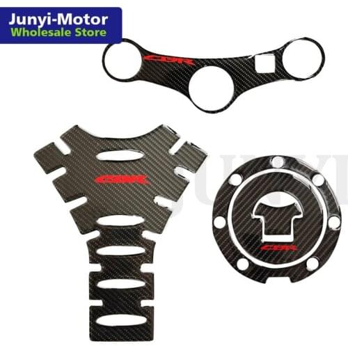 For Honda CBR600F4i 2001 2002 2003 2004 2005 2006 Sticker Fuel Tank Pad Gas Cap Cover Triple Tree Top Clamp Decal Carbon Fiber