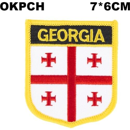 Georgia Shield Shape Iron-on Flag Patch Embroidered Saw on Badges Patches for Clothing PT0069-S