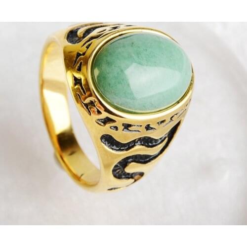 Not Fade 316L Stainless Steel Mens Faceted Natural Stone Fashionable Ring Gift #7~#12 Drop Shipping