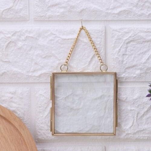 2021 New Creative DIY Chain Retro Metal Photo Frame High Translucent Glass Photo Frame Specimen Folder 2 Size Optional