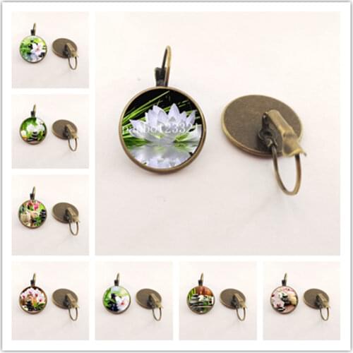 New creative orchid earrings green bamboo orchid earrings orchid stone handmade earrings