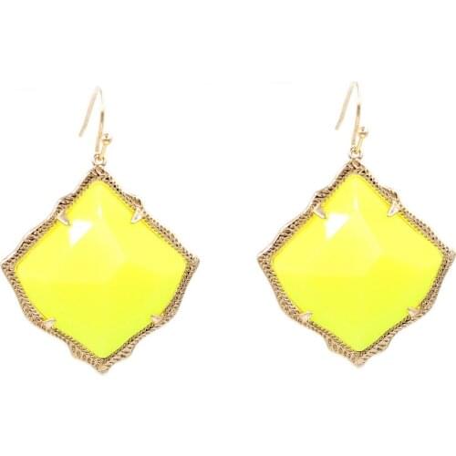 New Rhombus Neno Yellow Stone Drop Earrings for Women