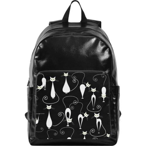 New High quality canvas girls backpack students Shoulder Bag Fashion Small backpack Funny cat black color womens backpacks