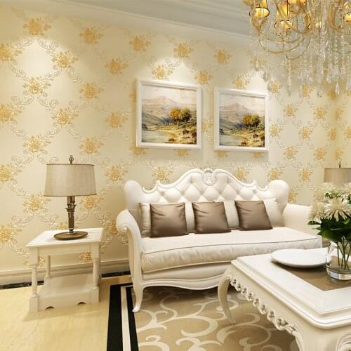 Beibehang European pastoral 3D three-dimensional pressure big flower non-woven wallpaper living room bedroom wallpaper