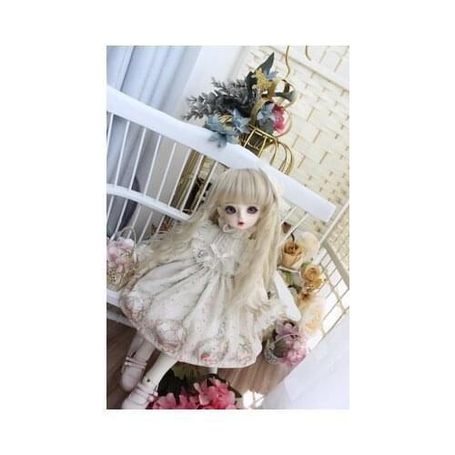 BJD doll clothes is suitable for 1/3 1/4 1/6 MSD YOSD Size dress with white lace and flowered maid dress set doll accessories