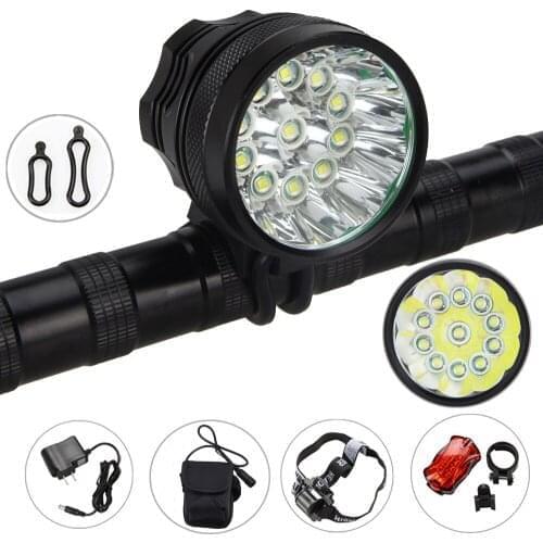 Front Bike Light Set 12000LM 11X XML T6 Bike Headlamp Night Cycling Headlight +Rechargeable Battery Pack+Rear Light