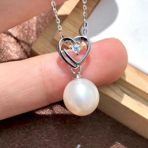 New Heart 925 Sterling Silver Pendant Base Settings Mountings Findings Parts for Pearl Beads Crystal Jade Agate 5pcs/lot