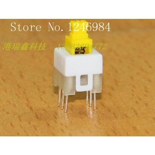 [SA]7 * 7 yellow head six feet Dual DPDT switch reset button normally open normally closed key switch KFT-7.0---200pcs/lot