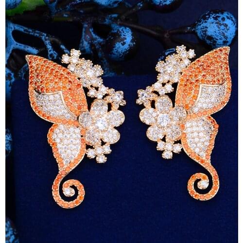 Handmade Full Crystal Butterfly Earrings Rhinestone AAA Cubic Zirconia Bridal Wedding Engagement Women Jewelry Gift jewelry