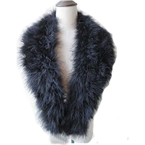 Scarf Womens Real Genuine Female Ostrich Feather Fur Collar Black White Winter Fashion Warm Soft