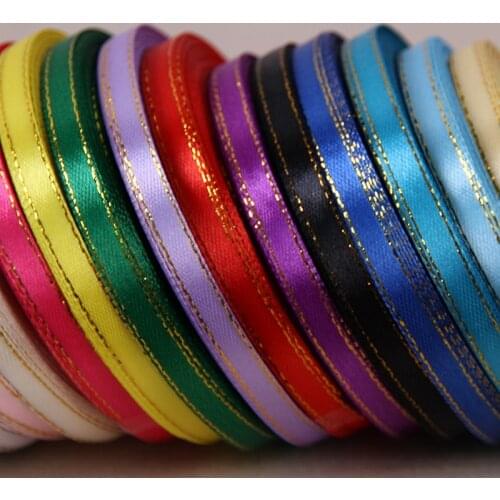 Silk Satin Gold Ribbon 6mm 25Yards 22 Meters DIY Handmade Craft Wedding Party Decoration Gift Wrapping Scrapbooking Supplies A