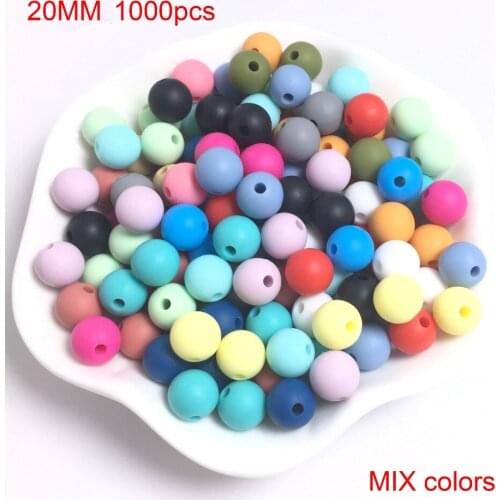 1000pcs Silicone Teething Beads 20mm Teether loose bead Nursing Necklace Pacifier Clip Oral Care BPA Free Food Grade Colorful