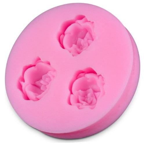 Mini 3 Roses Flower Silicone Baking Forms Fondant Cake Chocolate Sugar Craft Mold Silicone Tools DIY For Cakes D070