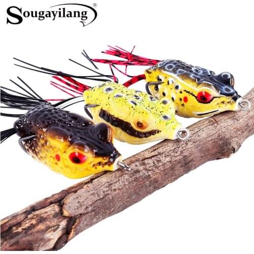 Sougayilang 1Pcs Hollow Frog Fishing Lures Soft Topwater PVC Stainless Steel Hook Baits for Bass Snakehead Fresh Water Fishing