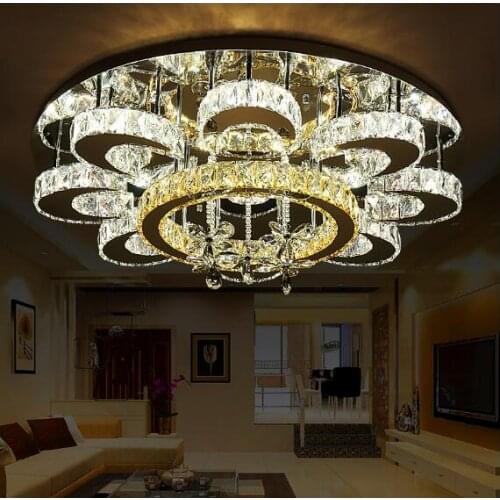LED light Modern romantic K9 crystal ceiling lamps ring luxury LED 3 colors remote control 110-220V ceiling light Free Delivery