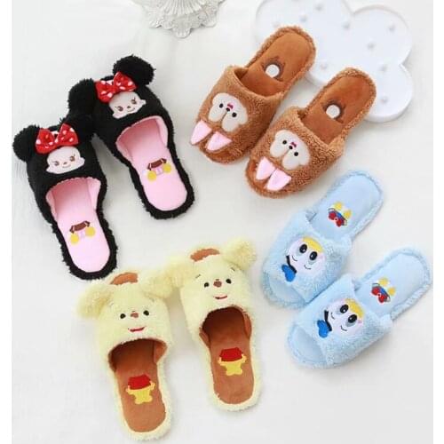 Disney Minnie Pooh Chip Dale Anime Figures Cartoon Products Cosplay Accessories Plush Slippers Warm Gifts Unisex