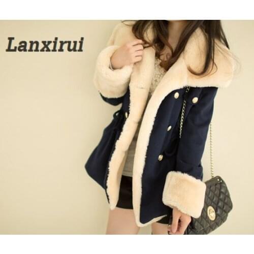 Lanxirui Keep Warm Winter Warm Double -Breasted Wool Blend Jacket Fashion Women Coat Aug 0807