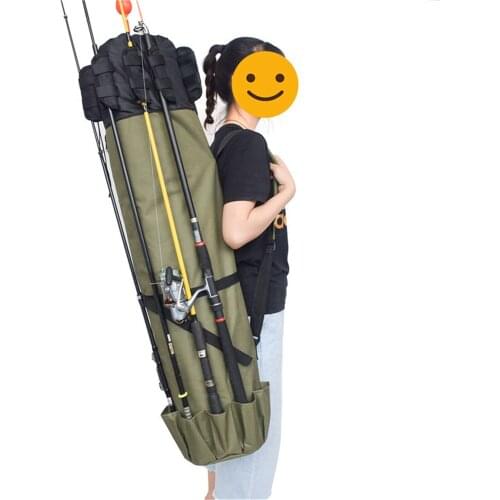 Outdoor Multifunctional Fishing Rod Bag Reel Oxford Cloth Folding Fishing Tackle Lure Pole Storage Bags Travel Carry Case Pesc
