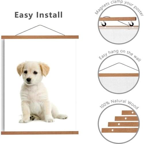 Magnetic Poster Hanger Frames Wooden Solid Pine Teak Hanging for Photo Picture Map Canvas Print Artwork Wall Art Home Decoration