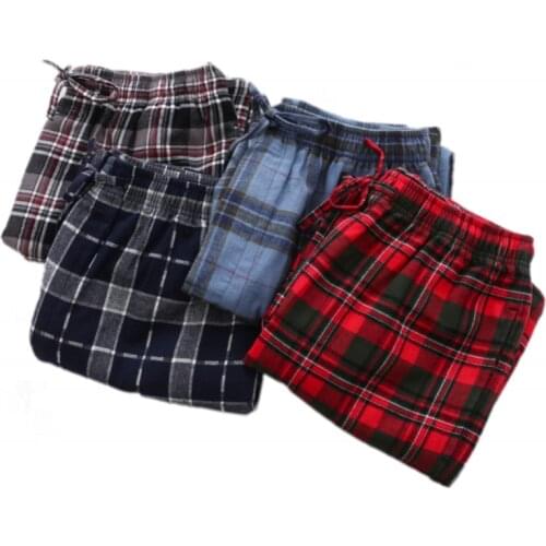 2021 Spring Autumn Men 100%Cotton sleep bottoms Male plus size nighty trousers Men Casual loosen Plaid pajama pants XXL 100KGS