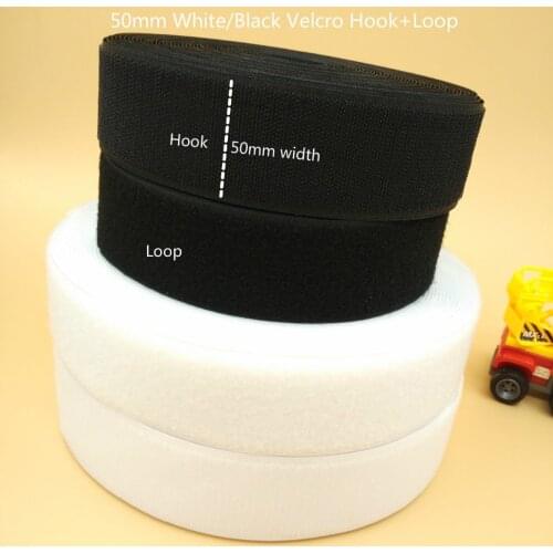 2" 50mm Width High QualitySew-On Hook + Loop Tape Hard Soft 5M Sewing Fastener Tape For DIY Belts Bags Clothes Craft Accesspries