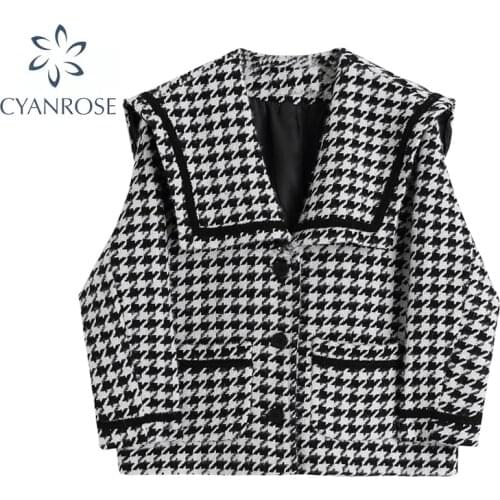 2021 Autumn New Fashion Women Plaid Jackets Lapel Long Sleeve Buttons Pockets Coats Vintage Elegant Warm Female Outerwear