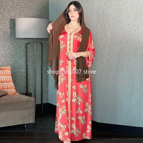 Womens Long Dubai Abayas Muslim Dress Caftan Marocain Turkey Kimono African Print Floral Dresses Evening Gowns Islam Clothing