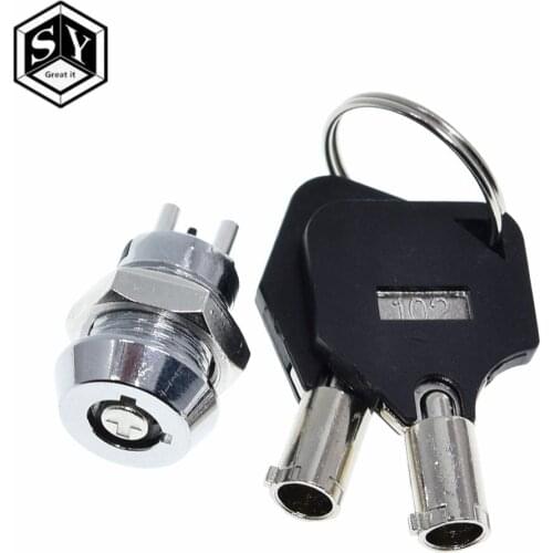 1PCS 12MM Stainless Steel Telephone Lock Electronic Lock Power Lock Key Switch S1201 Double Side Pull Out Type 0.5A250V AC 2Keys