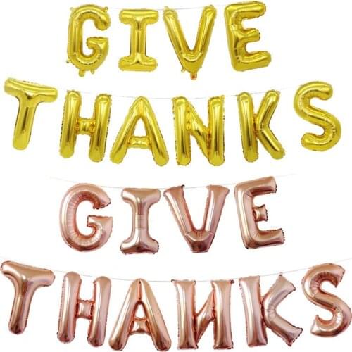 Thanksgiving party balloon 16 inch give thanks decorative letter balloon set golden rose gold aluminum foil balloon