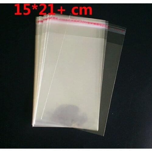200Pcs 15x21cm+3cm Transparent Self Adhesive Seal Poly Plastic Bags Crystal Clear Cellophane Cello Gift Bag