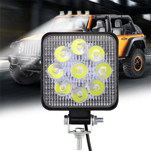 27W LED Car Work Light Mini Square Flood Beam Waterproof Driving Fog Off Road Boat SUV Lamps For Boat ATV Truck Tractor Trailer