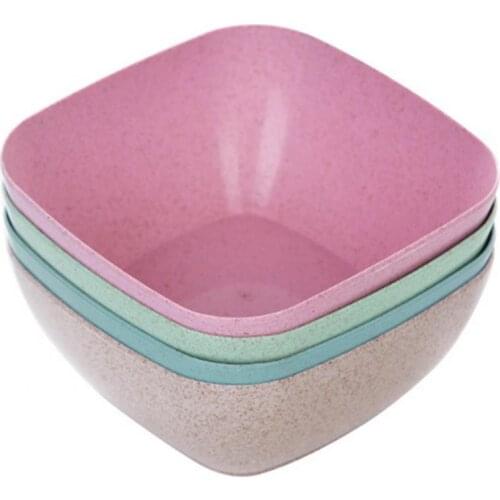 50% Hot Sale Eco-friendly Crop Straw Simple Square Shape Eating Bowl Household Tableware