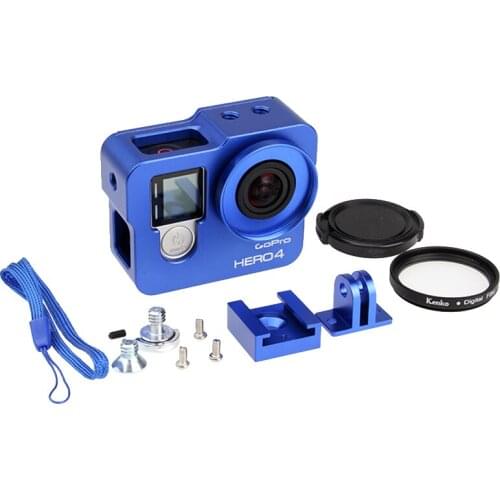 Hot Go pro Hero 4 3+ Camera Accessory, Aluminium Metal Housing Frame Alloy Protective Case +UV filter for Gopro 4 hero4,hero3