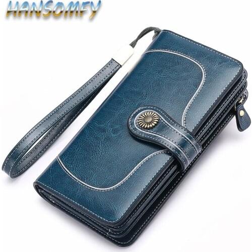 Brand Split Leather Wallet Female Long Wallet Women Zipper Purse Strap Clutch Coin Purse Womens Leather Purses Fashion CY-46