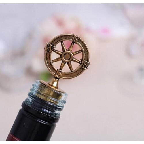 DHL Shipping Hot Sell 100pcs Nautical Theme Compass Wine Stopper Wedding Favors Bridal Shower Ideas Beach Party Bottle Opener
