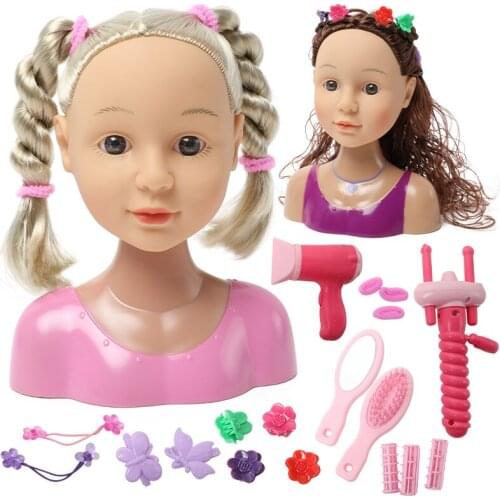 Long hair Simulation Doll Head Soft silicone Normal face Skin DIY fashion Accessories comb set educational toys gift For girls
