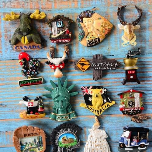 Exports Europe Switzerland Canada USA Australia Tourism Commemorative 3D Solid Refrigerator Magnets Paste Souvenir Home Magnet