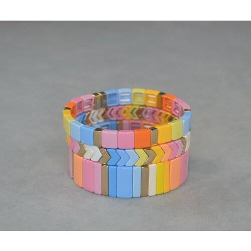 2021 new RA macarone enamel Elastic Bracelet Bohemian Street racket mix fashion