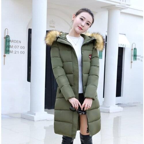 FMSSOM Women Hooded Fur Collar Thick Jacket New Autumn Winter Ladys Long Sleeve Zipper Pocket Warm Cotton Coat Female Parkas