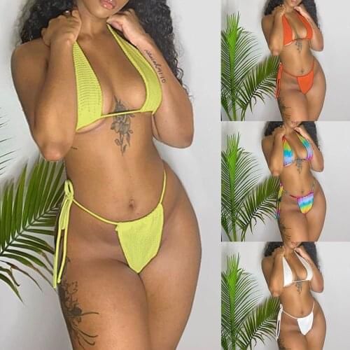 3 Pieces Swimwear Set, Female Halter Neck Sleeveless Dress+ Strappy Bikini Tops+ Panties for Summer
