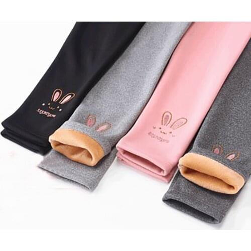 Winter Plus Velvet Girls Kids Pants Childrens Leggings Cotton Velvet Elastic Waist Warm Legging 2 To 8 Years Girls Trousers