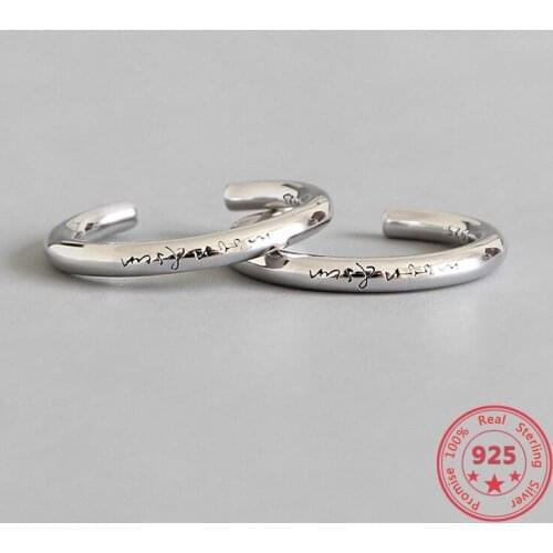 925 Silver Fashion Simple Punk Letter Open Designer Ladies Ring Fine Jewelry