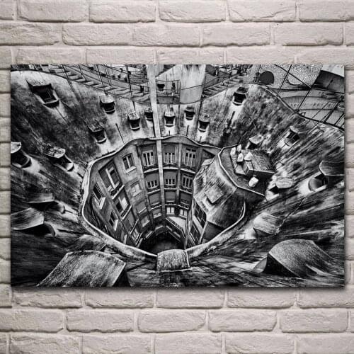 Barcelona city building architecture monochrome art posters on the wall picture home living room decoration for bedroom KJ090