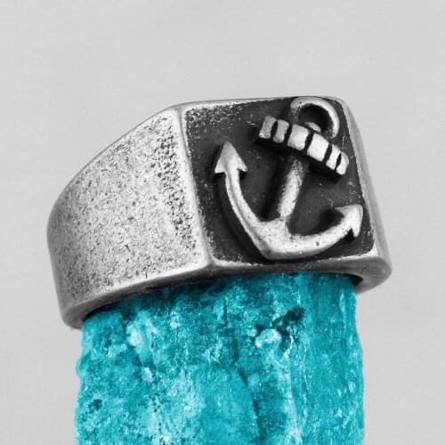 Retro Black Anchor Stainless Steel Mens Rings Simple Punk Hip Hop For Male Boyfriend Biker Jewelry Creativity Gift Wholesale