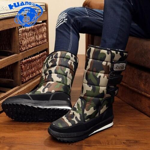 HUANQIU 2018 men waterproof mens Winter snow boots plus size 36-48 outdoor warm Men footwear fashion work shoes ZLL156