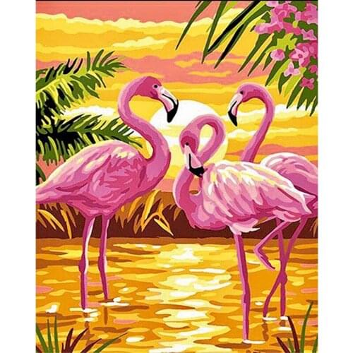 Pink flamingo seaside Animal DIY Digital Painting By Numbers Modern Wall Art Canvas Painting Unique Gift Home Decor 40x50cm