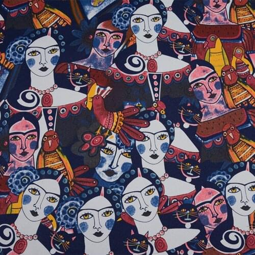 New Cartoon Canvas Fabric for Bag Beautiful Indian Woman Print Canvas Fabric Quilting Patchwork DIY Sewing Pillow/Sofa/Shoes